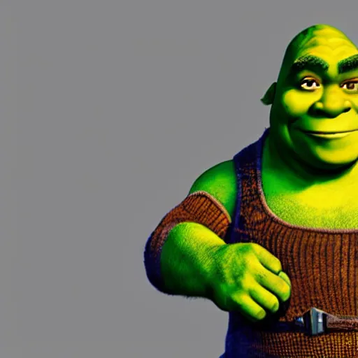 Image similar to shrek with clothes