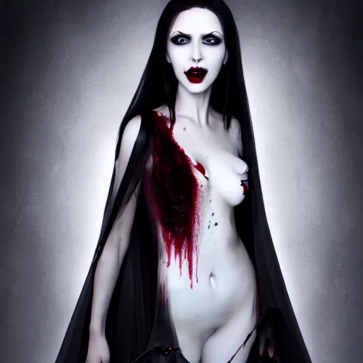 Image similar to photo of a real-life beautiful vampire queen, highly detailed, 4k,