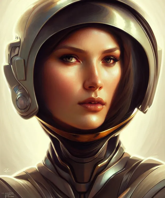 futuristic woman in helmet portrait, sci-fi, amber | Stable Diffusion ...