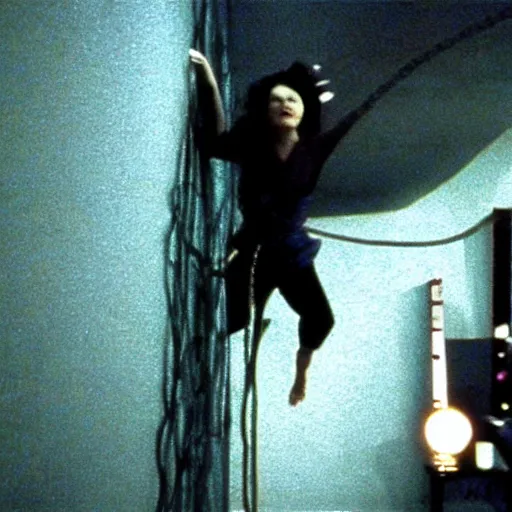 Image similar to ((((Bjork)))) !!!!!!!!!!climbing out of a TV!!!!!!!!!!!, J-horror, film still