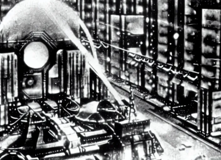 Prompt: scene from the 1937 science fiction film Metropolis