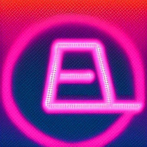 Prompt: retrowave monospace letter 'A' on clean black background