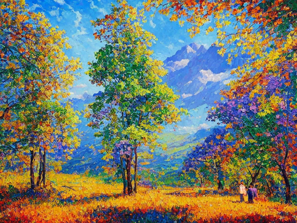 Image similar to majestic nature scenery, breathtaking oil painting by erin hanson, alexi zaitsev, karl spitzweg, award winning, impressionistic