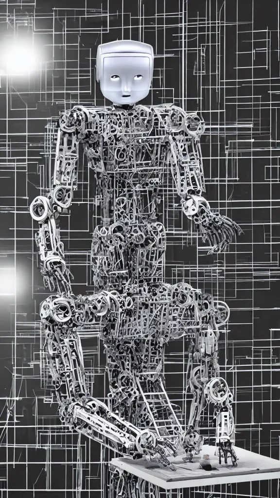 Image similar to robot in construction, architect portrait