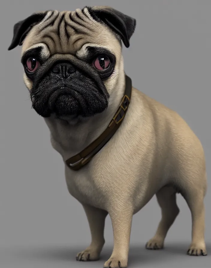 Image similar to a pug dog morphed with Boris the animal, intricate artwork by artstation. octane render, cinematic, hyper realism, 8k, depth of field.