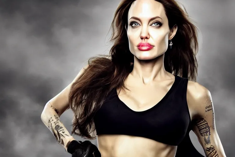 Prompt: angelina jolie is wrestler from wwe, many details, super realistic, high quality, 8 k