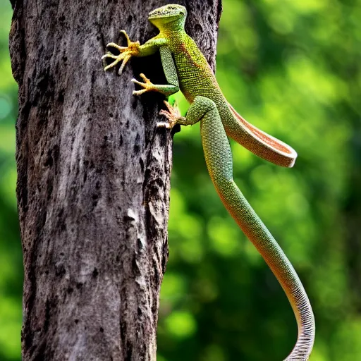 Image similar to tree climbing a lizard