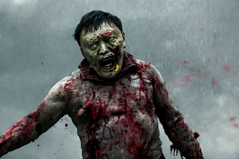 Prompt: film still of zombie zombie Benedict Wong as a zombie in new avengers movie, 4k