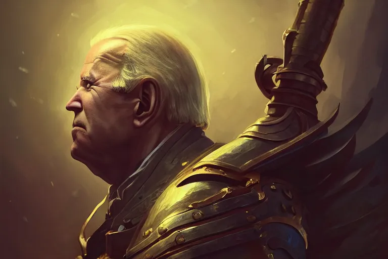 Prompt: portrait of joe biden in medieval power suit, rule of thirds, league of legends splash art, path traced, octane render, enigmatic lighting, digital painting, alena aenami, lilia alvarado, shinji aramaki, karol bak, alphonse mucha, colin searle, artstation, ray tracing, unreal engine 5, tom bagshaw