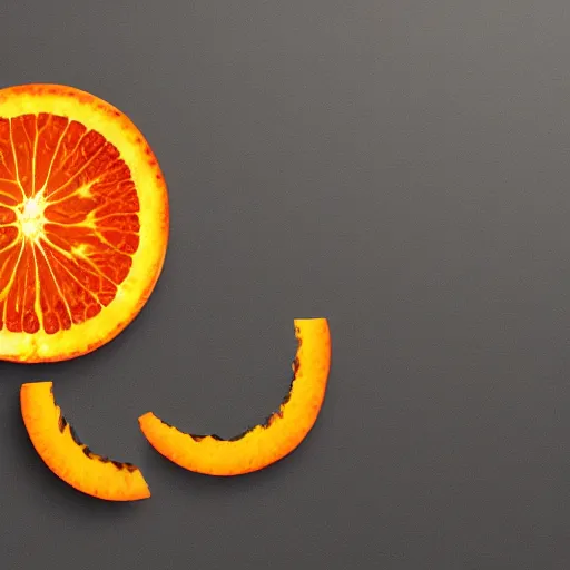 Image similar to 2 circular oranges, one orange takes a bite of the other orange they are both very happy vector logo clean modern minimal crisp edges