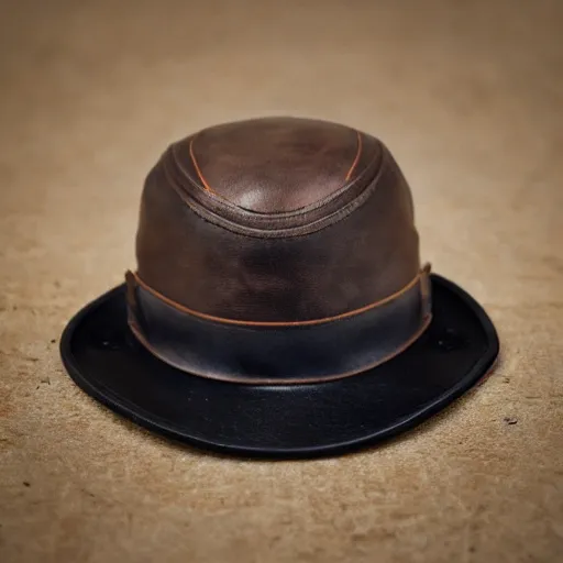 Prompt: leather patch hat photo, realistic