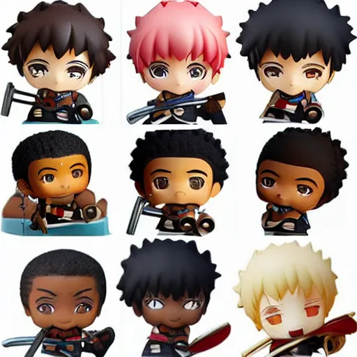 Image similar to cutest cute nendoroid afrosamurai. chibi anime nendoroid. cute. yasuke. brown skinned. african samurai. mini. animeplanet.