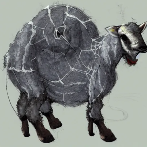 Image similar to fusion between cobweb and lamb, concept art