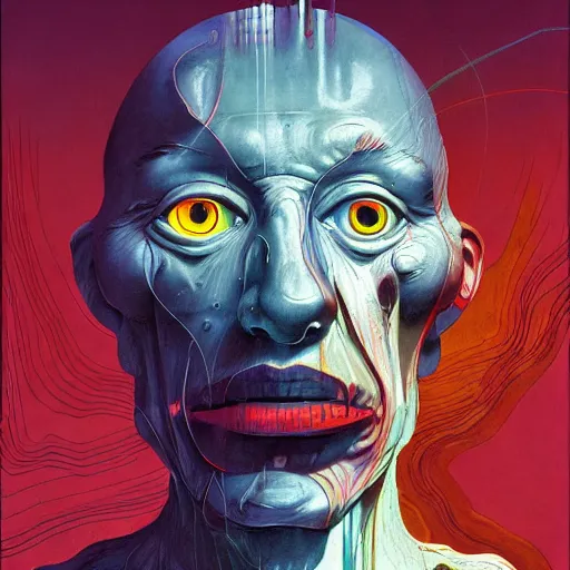 Image similar to Portrait of an abstract visual of artificial intelligence, open ceiling, highly detailed, very coherent, painted by Francis Bacon and Edward Hopper, Wayne Barlowe, painted by James Gilleard, surrealism, airbrush, art by JamesJean