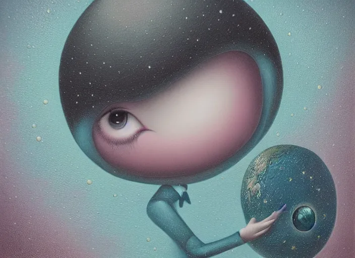 Image similar to a universe contained in a single drop of water, an ultrafine detailed painting by mark ryden, trending on deviantart, pop surrealism, whimsical, lowbrow, grotesque