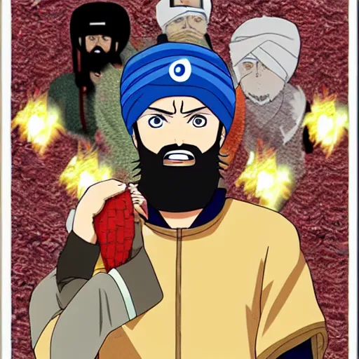 Prompt: naruto as a religious sikh, anime style