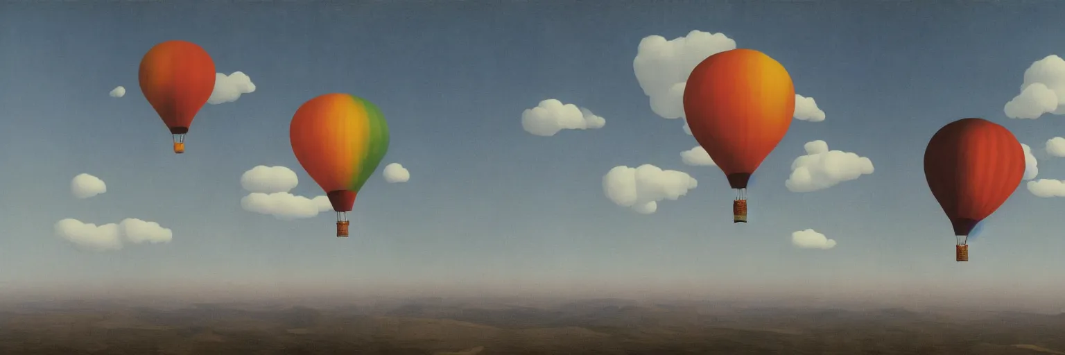 Image similar to hot air balloon painting magritte
