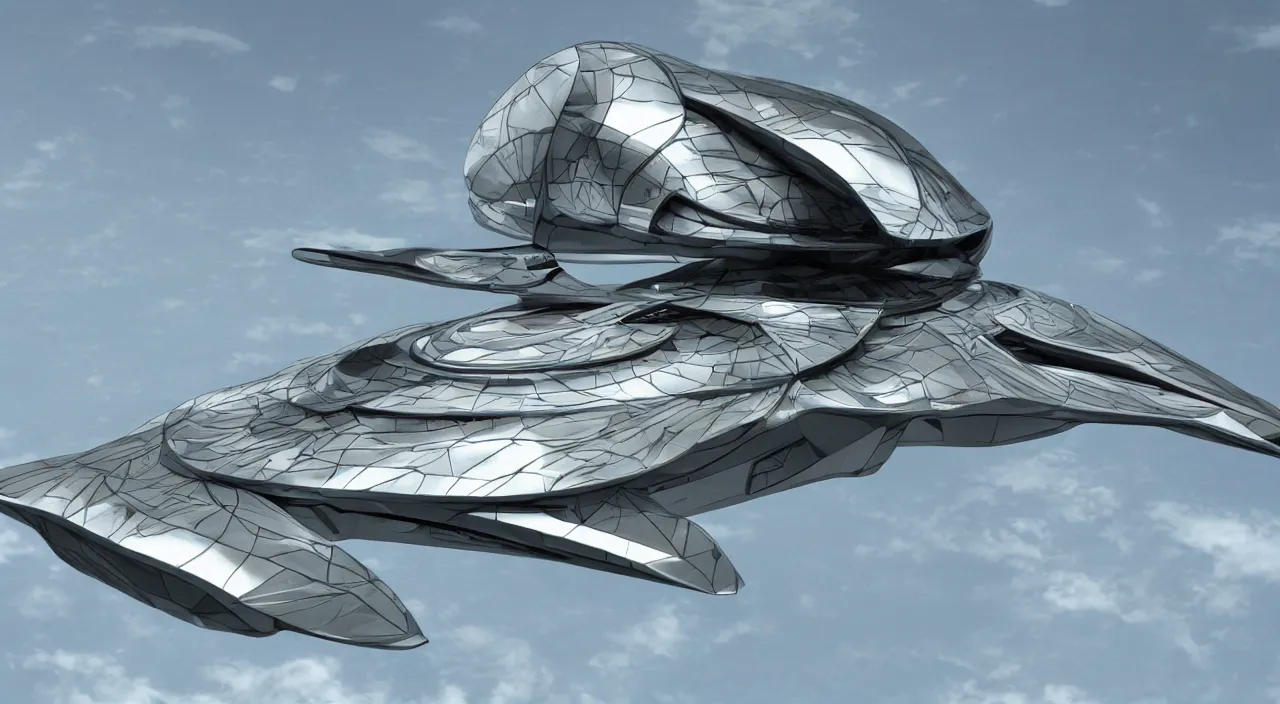 Prompt: futuristic spaceship in the shape of a dragonfly