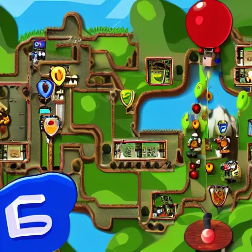 Image similar to a bloons tower defense track set in ww 2