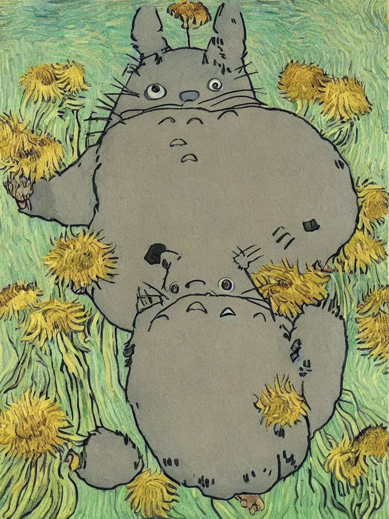 Image similar to “Totoro by Vincent Van Gogh”