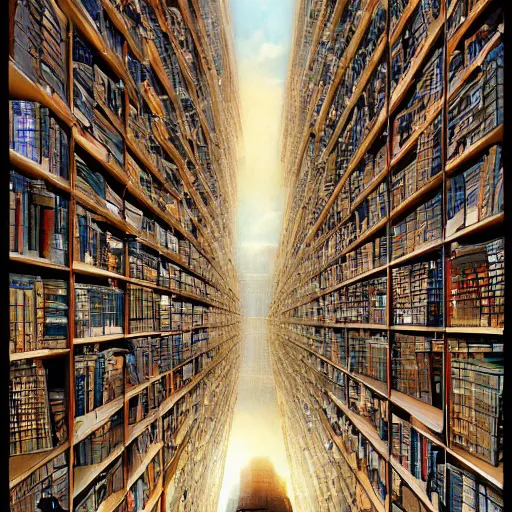 Prompt: the library of babel by Tokio Aoyama