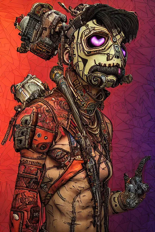 Image similar to tribal vodoo mask deepdream global illumination ray tracing hdr that looks like it is from borderlands and by feng zhu and loish and laurie greasley, victo ngai, andreas rocha, john harris wooly hair cut feather stone