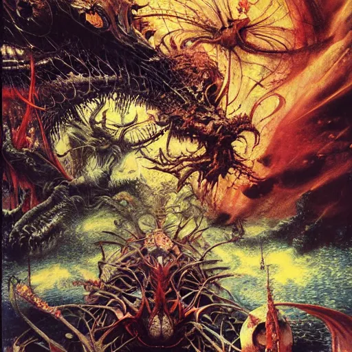 realistic detailed image of Creatures terrorizing an | Stable Diffusion