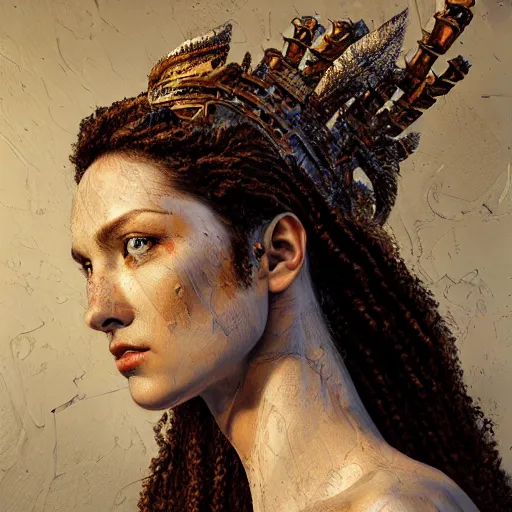 Image similar to hyperrealistic mixed media painting of beautiful goddess Athena, stunning 3d render inspired art by P. Craig Russell and Barry Windsor-Smith, perfect facial symmetry, dim volumetric lighting, 8k octane beautifully detailed render, post-processing, portrait, extremely hyper-detailed, intricate, epic composition, brown eyes, cinematic lighting, masterpiece, trending on artstation, very very detailed, masterpiece, stunning