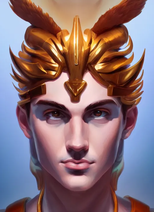 Image similar to the god hermes, portrait, sharp focus, digital art, concept art, detailed, post processed, dynamic lighting, trending on artstation, by emylie boivin and rossdraws