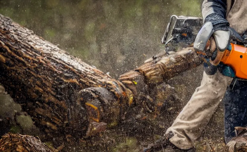 Image similar to walrus holding a chainsaw, extremely detailed, high quality, 8 k, nature photography,