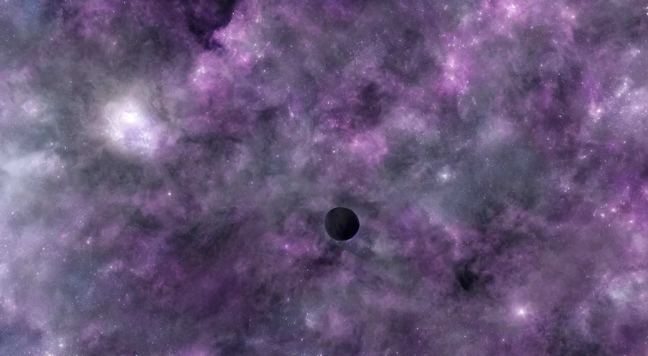Image similar to a beautiful deep purple planet floating in the vast emptiness of space