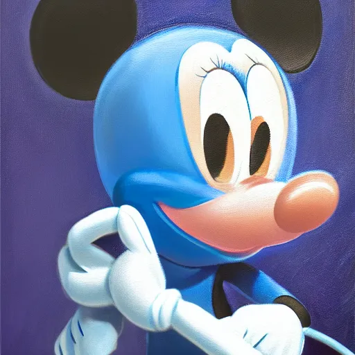 Prompt: mickey mouse as smurf, oil on canvas, artstation trending