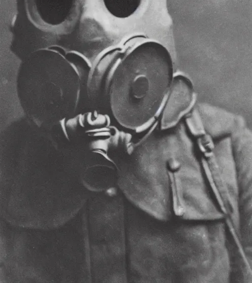 Image similar to person wearing gas mask,ww1 photo, high detail, high resolution