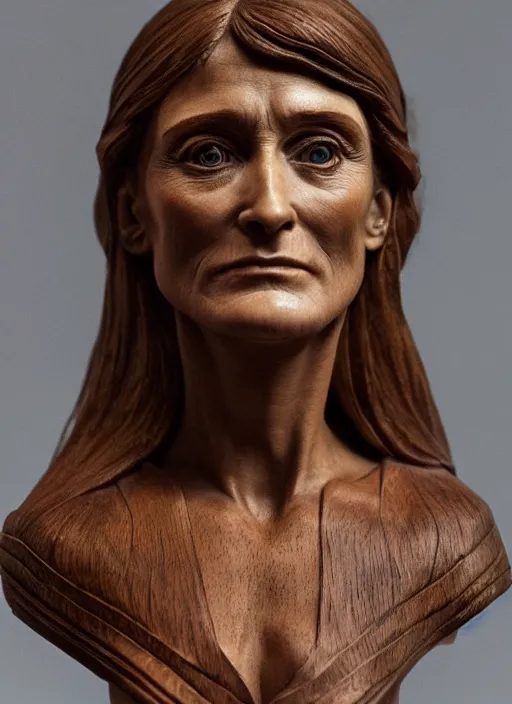 Image similar to high intricate bust of an margot kidder 1 9 7 0 carved from wood in baroque style, studio light, maria panfilova, andrea savchenko, mike kime, ludovic plouffe, qi sheng luo, oliver cook, trending on artstation