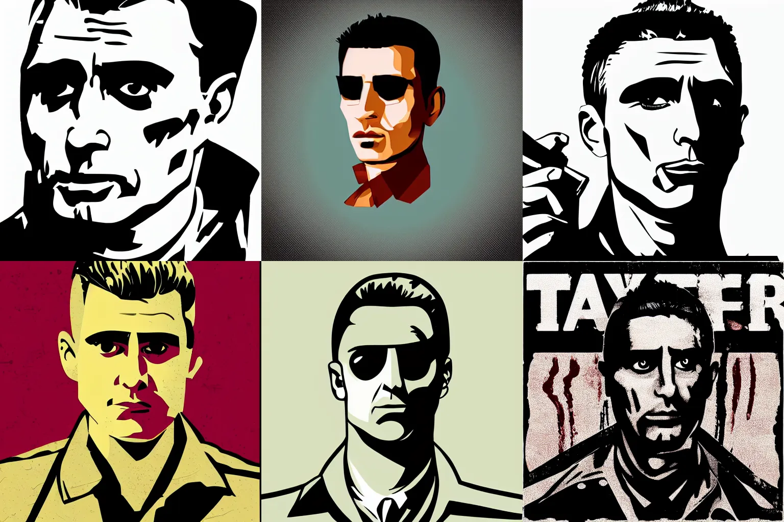 Prompt: stylized vector graphic of Travis bickle from taxi driver