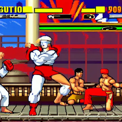 Prompt: MidJourney as a character in Street Fighter 2 Alpha