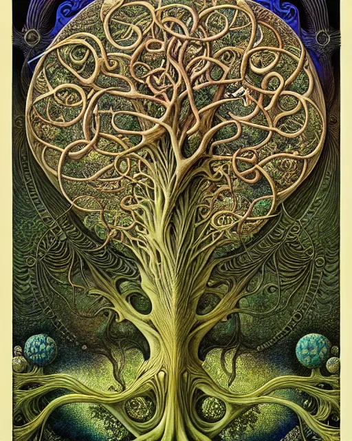 Image similar to tree of life by roger dean and andrew ferez, art forms of nature by ernst haeckel, divine chaos engine, symbolist, visionary, art nouveau, botanical fractal structures, organic, detailed, realistic, surreality