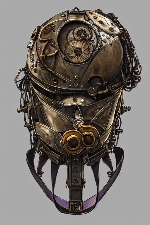 Image similar to steampunk helmet fantasy art mask robot ninja stylized digital illustration sharp focus, elegant intricate digital painting artstation concept art global illumination ray tracing advanced technology chaykin howard and campionpascale and cooke darwyn and davis jack