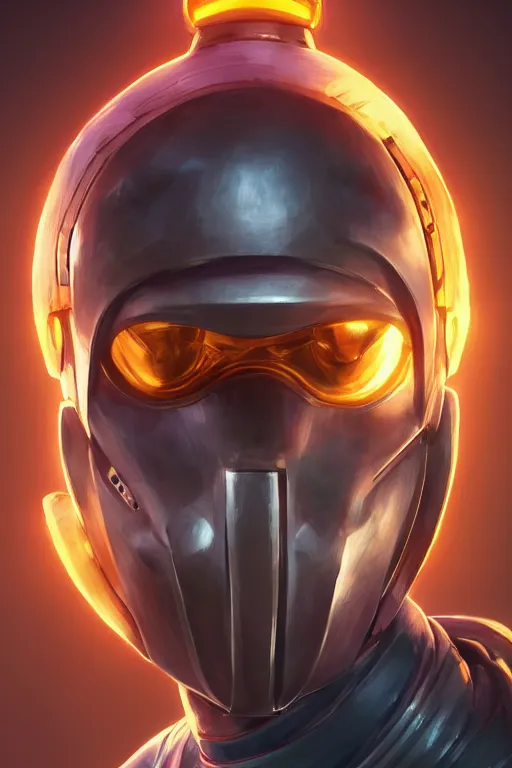 Image similar to epic mask helmet robot ninja portrait stylized as fornite style game design fanart by concept artist gervasio canda, behance hd by jesper ejsing, by rhads, makoto shinkai and lois van baarle, ilya kuvshinov, rossdraws global illumination radiating a glowing aura global illumination ray tracing hdr render in unreal engine 5