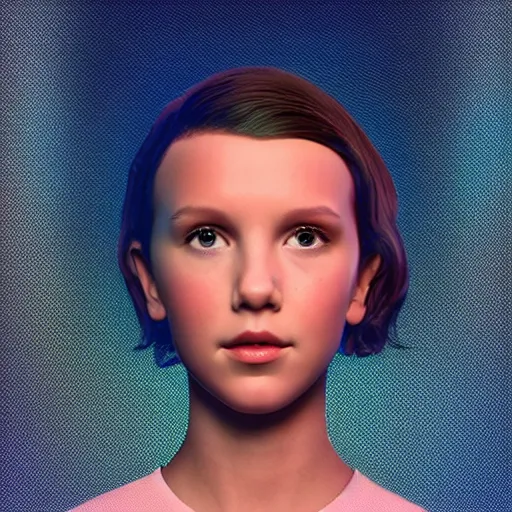 Image similar to Millie Bobby Brown made of fire, octane render