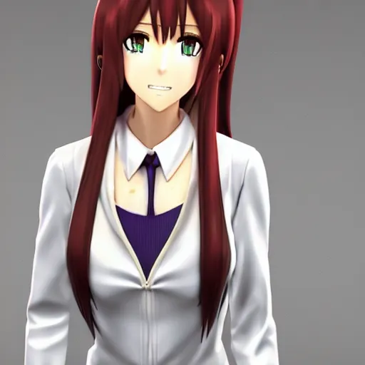 Image similar to makise kurisu, 3d rendered