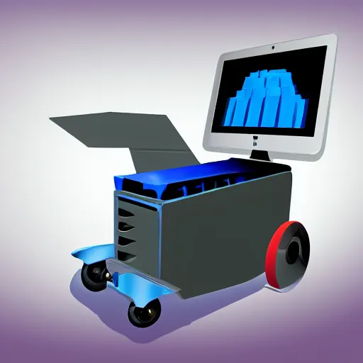 Image similar to digital painting of a computer smart cart