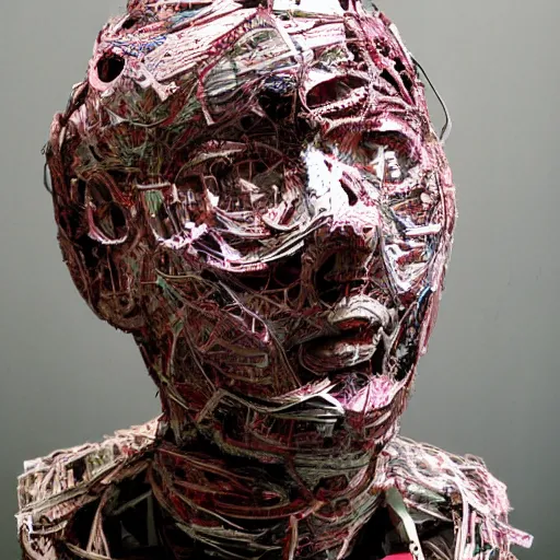 Image similar to consciousness emerging in a large language model artificial intelligence. papier - mache