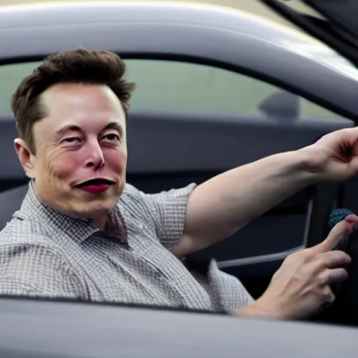 Image similar to elon musk driving a nuclear bomb, 4k