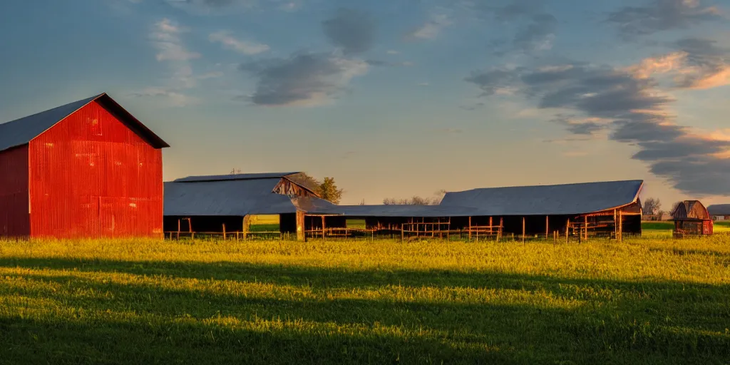 Image similar to an amish barn raising in the middle of futuristic megalopolis, golden hour, surrealistic