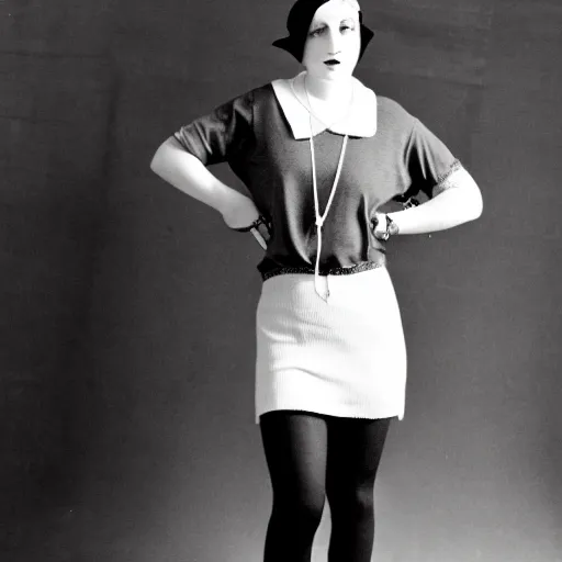 Image similar to female streetwear blogger, in the 1920s, full body portrait shot