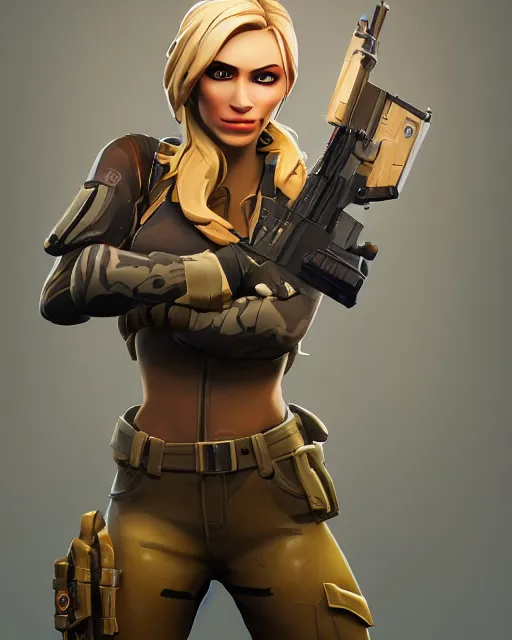 Image similar to beautiful blonde female sniper, award winning creature portrait photography, extremely detailed, artstation, 8 k, sensual lighting, incredible art, fortnite, wlop, artgerm, backlit, rim lighting, hi - fructose