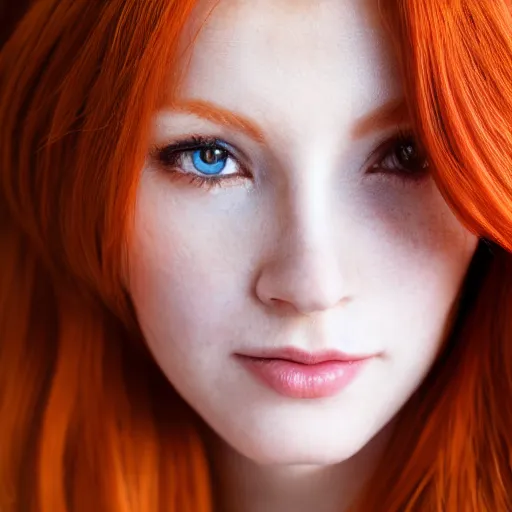 Image similar to close up portrait photo of a real beauty redhead, 8k,