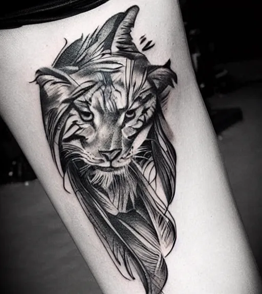 Image similar to a beautiful tattoo design, in the style of den yakovlev, hyper realistic, black and white, realism, highly detailed