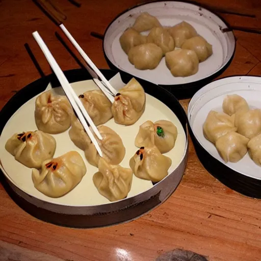 Prompt: Dumplings monsters eat dumplings